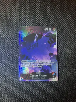 One Piece OP10-002 Caesar Clown Alt Art (Parallel) Leader Royal Blood English NM - Image 1
