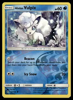Alolan Vulpix Reverse Holo 21/145 Common SM - Guardians Rising Pokemon - Image 1