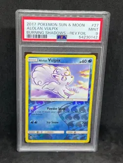 Pokemon S&M Burning Shadows Alolan Vulpix 27/147 Reverse Holo Rare PSA 9 CUTE! - Image 1