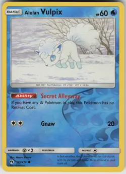 Alolan Vulpix Reverse Holo 53/214 Common SM - Lost Thunder Pokemon - Image 1