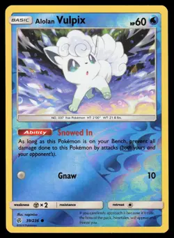 Alolan Vulpix 39/236 Reverse Holo Pokemon Cosmic Eclipse LP - Image 1