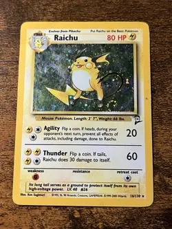 Raichu 16/130 Pokemon Base Set 2 Holo Rare Card Swirl 🌀 - Image 1