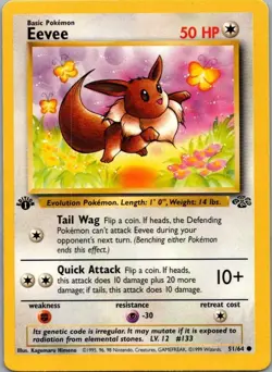 Eevee 51/64 Common Jungle 1st Ed Pokemon Lightly Played - Image 1