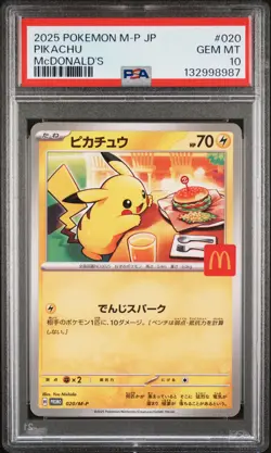 2025 Pokemon Japanese M-P Promo #020 Pikachu Mcdonald'S PSA 10 - Image 1