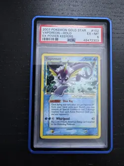 2007 POKEMON EX POWER KEEPERS GOLD STAR #102 VAPOREON-HOLO PSA 6 - Image 1
