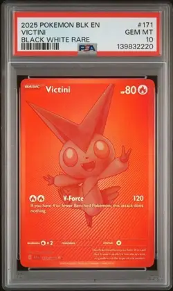 2025 POKEMON BLK EN-BLACK BOLT BLACK WHITE RARE #171 VICTINI PSA 10 - Image 1
