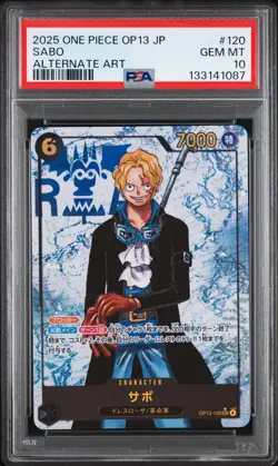 2025 ONE PIECE JAPANESE OP13-CARRYING ON HIS WILL ALTERNATE ART #120 SABO PSA 10 - Image 1
