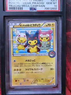 Poncho Wearing Pikachu Mega Campaign Set Promo 203/XY-P Pokemon Japanese PSA 10 - Image 1