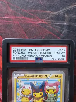 Poncho Wearing Pikachu Mega Campaign Set Promo 203/XY-P Pokemon Japanese PSA 10 - Image 4