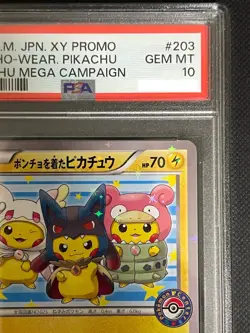 PSA 10 Poncho Wearing Pikachu Mega Campaign Set Promo 203/XY-P Japanese Pokemon - Image 4