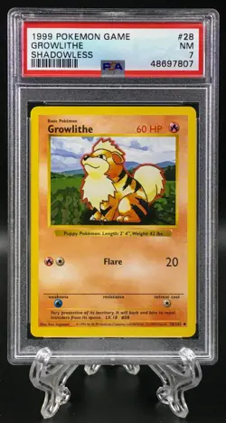 1999 Pokemon Base Set Shadowless Lot Growlithe #28 PSA 7 | Arcanine #23 PSA 5 - Image 2