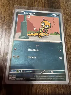 Scraggy 057/086 Master Ball Pattern Reverse Holo White Flare Pokemon Near Mint - Image 1