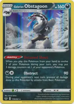 Pokemon - Galarian Obstagoon (Holo) - 119/202 - Sword and Shield - Holo Rare - Image 1
