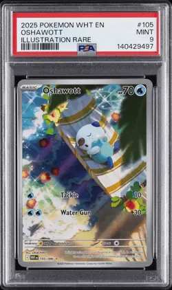 2025 POKEMON WHT EN-WHITE FLARE ILLUSTRATION RARE #105 OSHAWOTT PSA 9 - Image 1