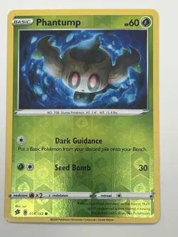 Phantump 014/192 Reverse Holo Sword & Shield Rebel Clash Pokemon - Image 1
