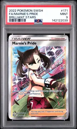 PSA 9 MARNIE'S PRIDE 171/172 FULL ART BRILLIANT STARS POKEMON 😍 - Image 1