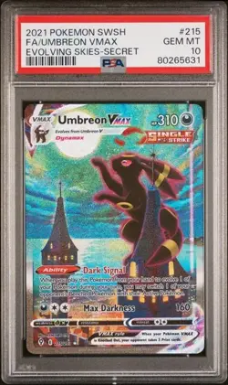 2021 Pokemon Evolving Skies Umbreon Vmax #215 SIR PSA 10 Moonbreon - Image 1
