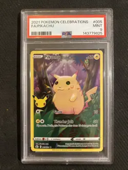 2021 Pokemon Celebrations Pikachu Full Art Holo PSA 9 Mint 005/025 - Image 1