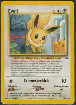 Eevee Uncommon Unlimited Neo Discovery 38/75 HP Pokemon TCG - Image 1
