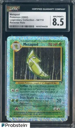 2002 Pokemon Legendary Collection #54/110 Metapod Reverse Holo CGC 8.5 NM-MT+ - Image 1