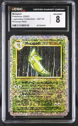 CGC 8 Metapod 2002 Legendary Collection 54/110 Reverse Holo Pokemon Card - Image 1