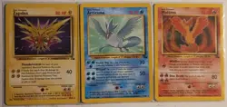 Moltres, Zapdos, and Articuno fossil set non holo Played Condition. - Image 1