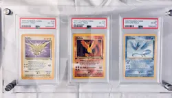 Pokemon TCG Fossil Moltres, Zapdos, Articuno Rare Holo SET WITH WALL FRAME - Image 1