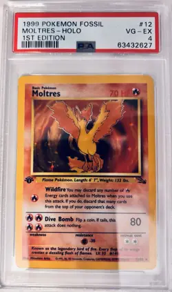 Pokemon TCG Fossil Moltres, Zapdos, Articuno Rare Holo SET WITH WALL FRAME - Image 5