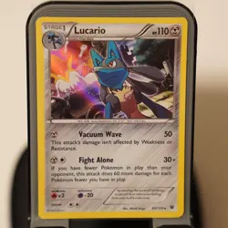 LUCARIO 63/124 RARE HOLO TCG: XY FATES COLLIDE POKEMON CARD - Image 1