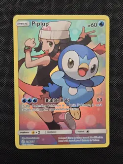 NM Pokemon TCG Piplup Holo Secret Rare Card Sun & Moon Cosmic Eclipse 239/236 - Image 1