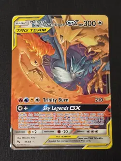 NM Pokemon Card - Moltres & Zapdos & Articuno GX Hidden Fates 44/68 Ultra Rare - Image 1