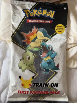 Pokemon Train On First Partner Pack 3 Oversize Cards & 2 TCG PKS 25th Anv New!!! - Image 1