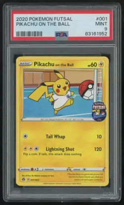 2020 SWSH Promos - Pokemon Futsal Promos 2020 Pikachu on the Ball PSA 9 #001 - Image 1