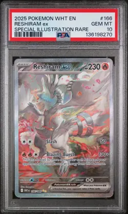 2025 POKEMON WHT EN-WHITE FLARE SPECIAL ILLUSTRATION RARE RESHIRAM EX PSA 10 - Image 1