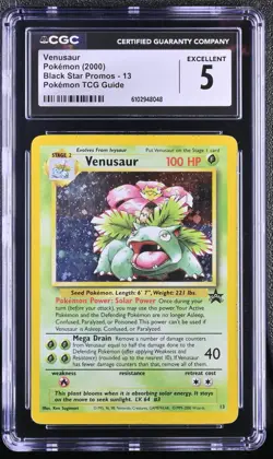 2000 POKEMON WIZARDS BLACK STAR PROMOS #13 VENUSAUR TCG GUIDE CGC 5 - Image 1