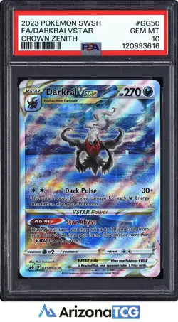 Pokemon 2023 Darkrai VSTAR GG50/GG70 Full Art Crown Zenith GEM MINT PSA 10 - Image 1