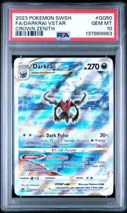 2023 Darkrai VSTAR GG50/GG70 Crown Zenith Pokemon Card PSA 10 Full Art Holo - Image 1