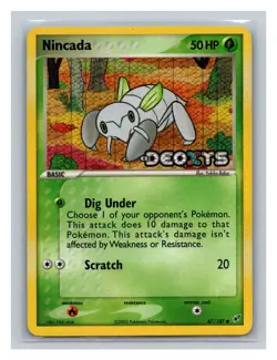 Reverse HOLO Stamped Nincada #67/107 Deoxys Pokemon Card TCG 2005 - Image 1
