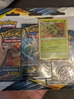 Sun & Moon Unbroken Bonds Sealed Triple Blister Pack - Sceptile Pokemon Card - Image 4