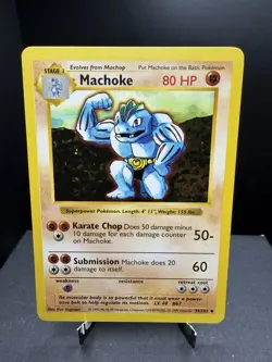 Pokemon TCG WOTC Shadowless Base Set Machoke 34/102 Uncommon LP - Image 1