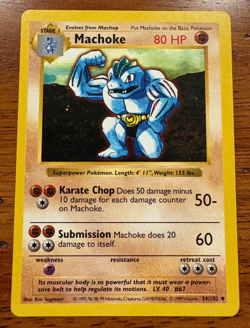 Machoke 34/102 Base Set Shadowless Pokemon TCG - Image 1
