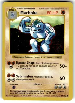 Pokemon TCG Machoke 34/102 Base Set Shadowless - Image 1