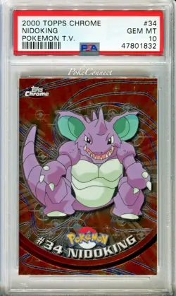 PSA 10 GEM MINT Pokemon NIDOKING 2000 Topps Chrome Series 1 #34 - Image 1