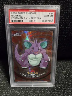 PSA 10 2000 Pokemon Game Topps Chrome Nidoking Spectra TV Rare Base Series 1GEM - Image 1