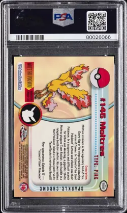 2000 TOPPS CHROME POKEMON T.V. SPARKLE #146 MOLTRES PSA 10 - Image 2