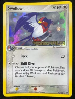 Swellow Ex Emerald 41/106 Reverse Holo Vintage Pokemon Card - NM - Image 1
