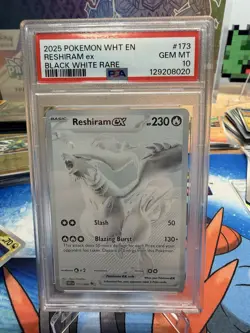 Pokemon 2025 WHT en White Flare Reshiram EX #173/086 Black White Rare PSA 10 - Image 1