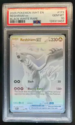 2025 Pokemon SV White Flare WHT EN Reshiram ex Black and Rare #173/086 PSA 10 - Image 1