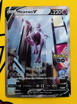 Pokemon GO TCG Mewtwo V 072/078 Alternate Alt Full Art Holo Foil NM Card 2022 - Image 1