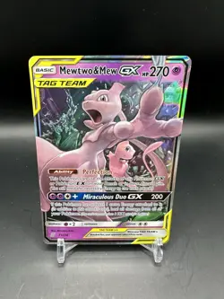 Pokemon 2019 SM Unified Minds Mewtwo Mew Tag Team GX Holo Card #71/236 - Image 1